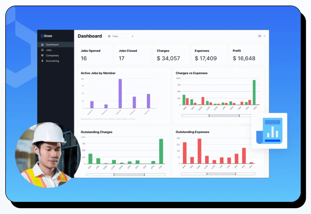 Dashboard software interface helping teams manage port call changes and track operational and financial data